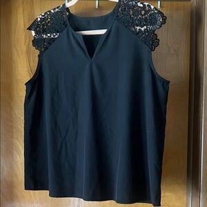 Elegant Black Sleeveless Lace Blouse